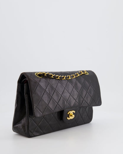 Chanel Vintage Black Medium Classic Double Flap Bag in Lambskin Leather with 24K Gold Hardware