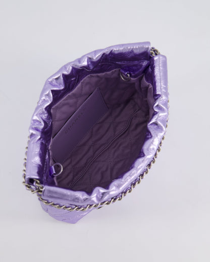*RARE* Chanel Mini 22 Bag in Metallic Lilac Aged Shiny Calfskin with Brushed Silver Hardware