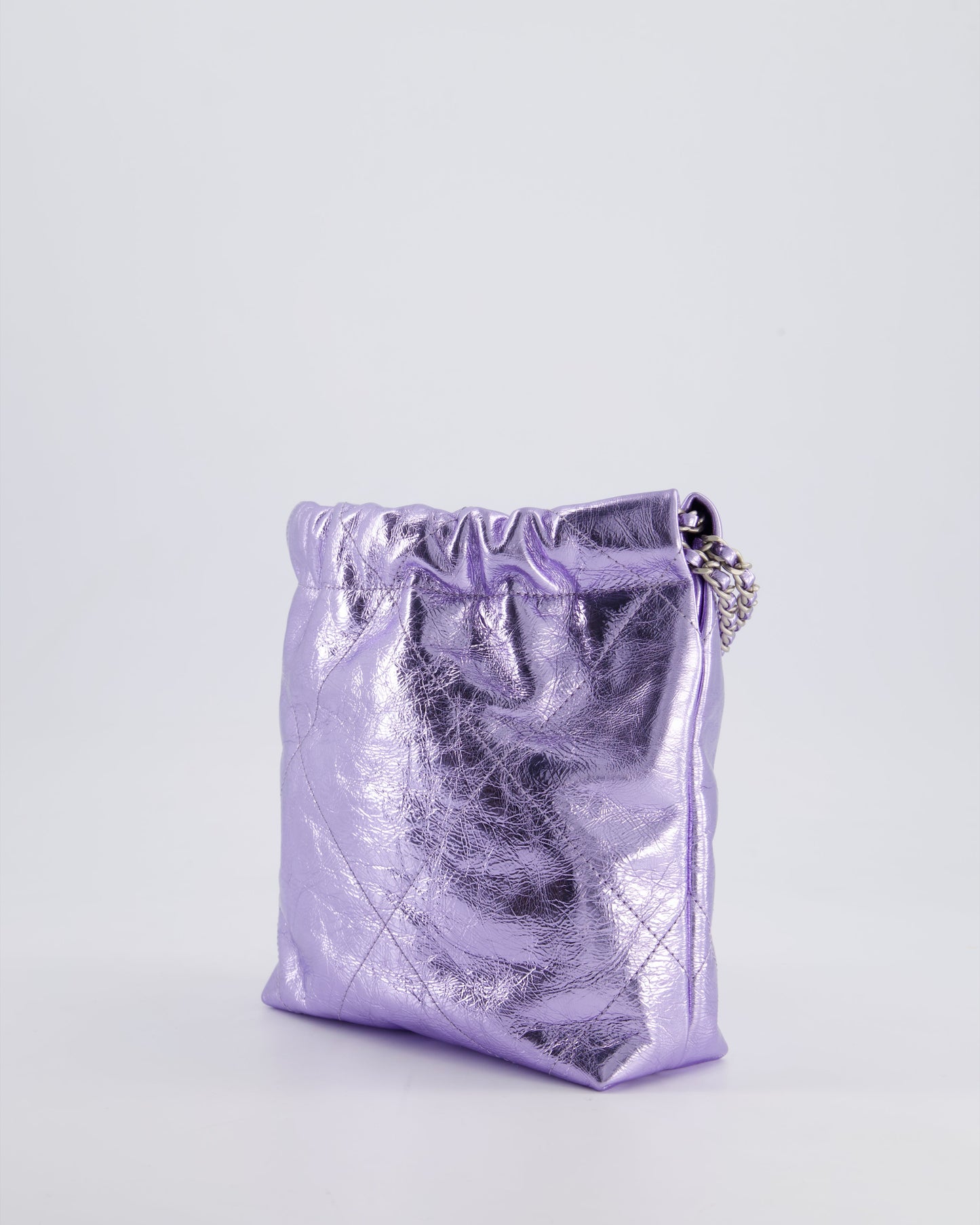 *RARE* Chanel Mini 22 Bag in Metallic Lilac Aged Shiny Calfskin with Brushed Silver Hardware