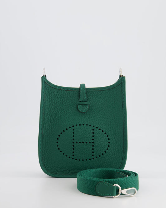 Hermès Mini Evelyne 16 Bag in Vert Moyen Clemence Leather with Palladium Hardware