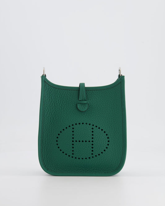Hermès Mini Evelyne 16 Bag in Vert Moyen Clemence Leather with Palladium Hardware