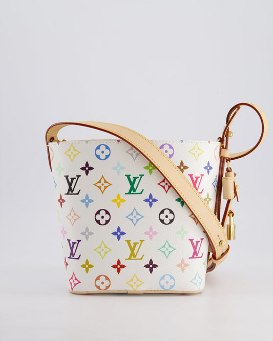 *NEW* Louis Vuitton X Takashi Murakami All In BB Bag in White Coated Canvas & Calfskin Leather with Gold Hardware