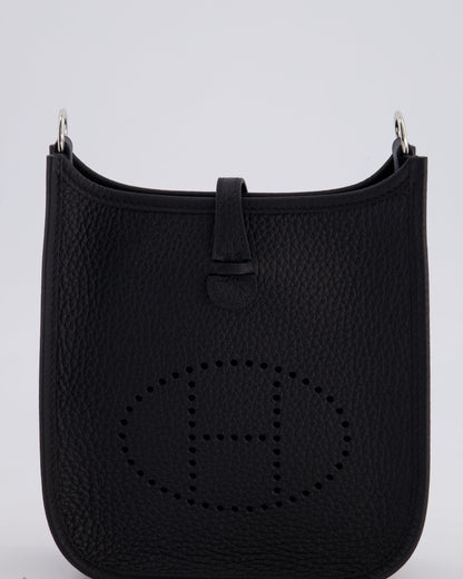 Hermès Mini Evelyne 16 Bag in Noir Clemence Leather with Palladium Hardware
