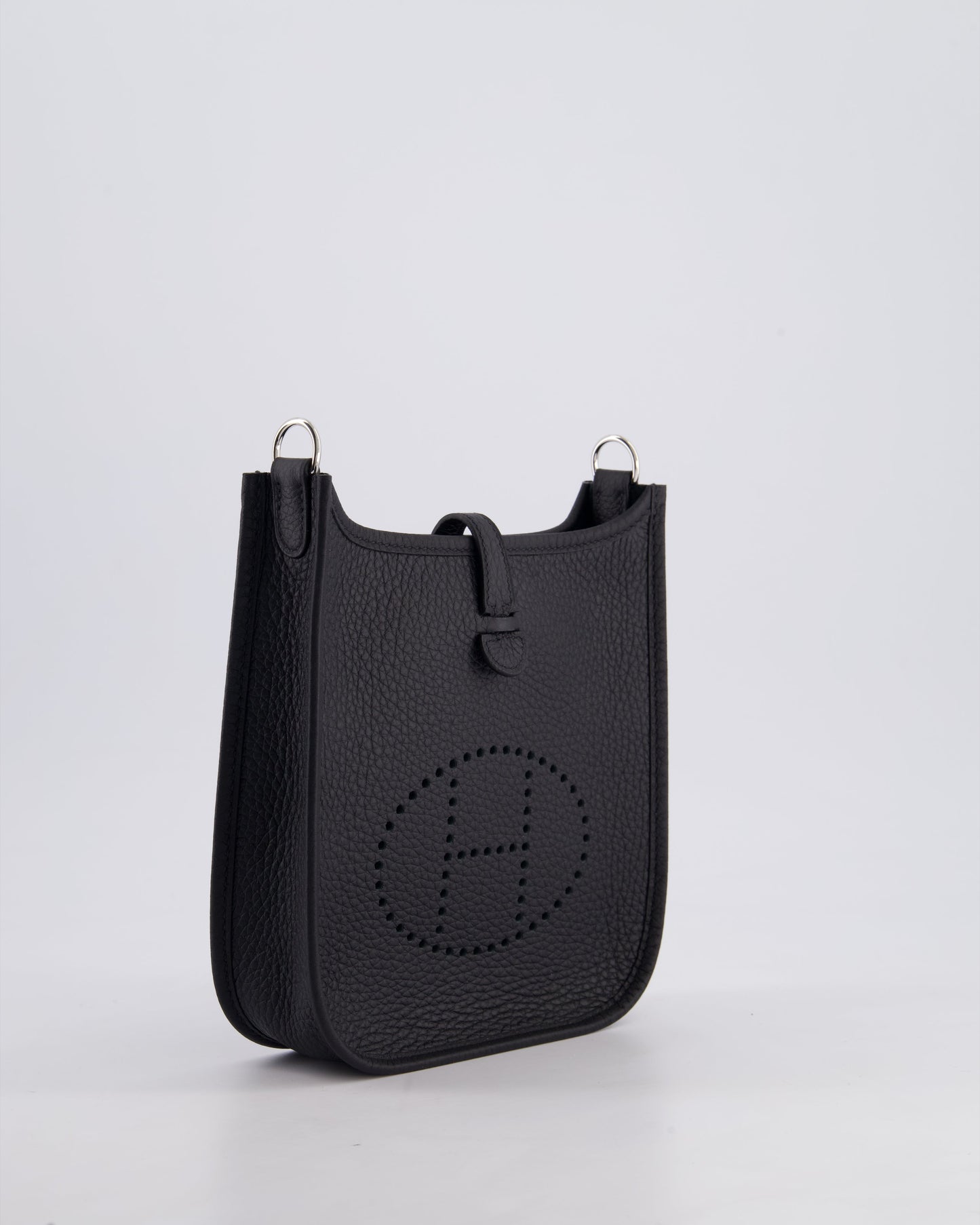 Hermès Mini Evelyne 16 Bag in Noir Clemence Leather with Palladium Hardware