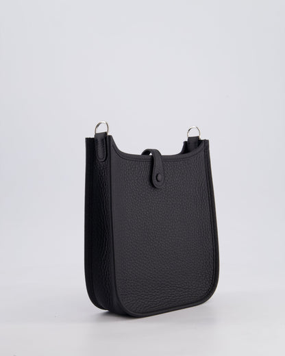 Hermès Mini Evelyne 16 Bag in Noir Clemence Leather with Palladium Hardware