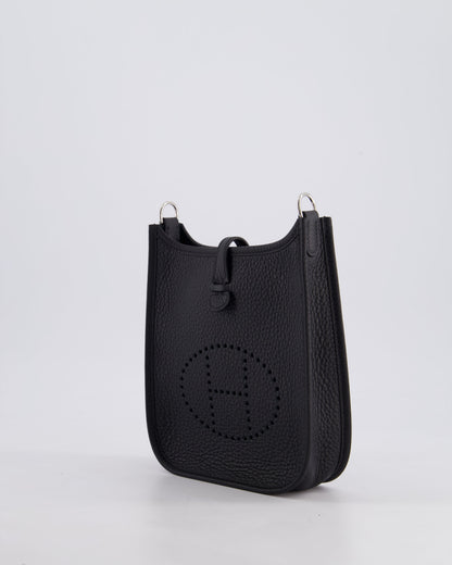 Hermès Mini Evelyne 16 Bag in Noir Clemence Leather with Palladium Hardware