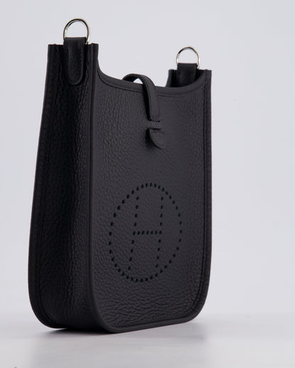 Hermès Mini Evelyne 16 Bag in Noir Clemence Leather with Palladium Hardware