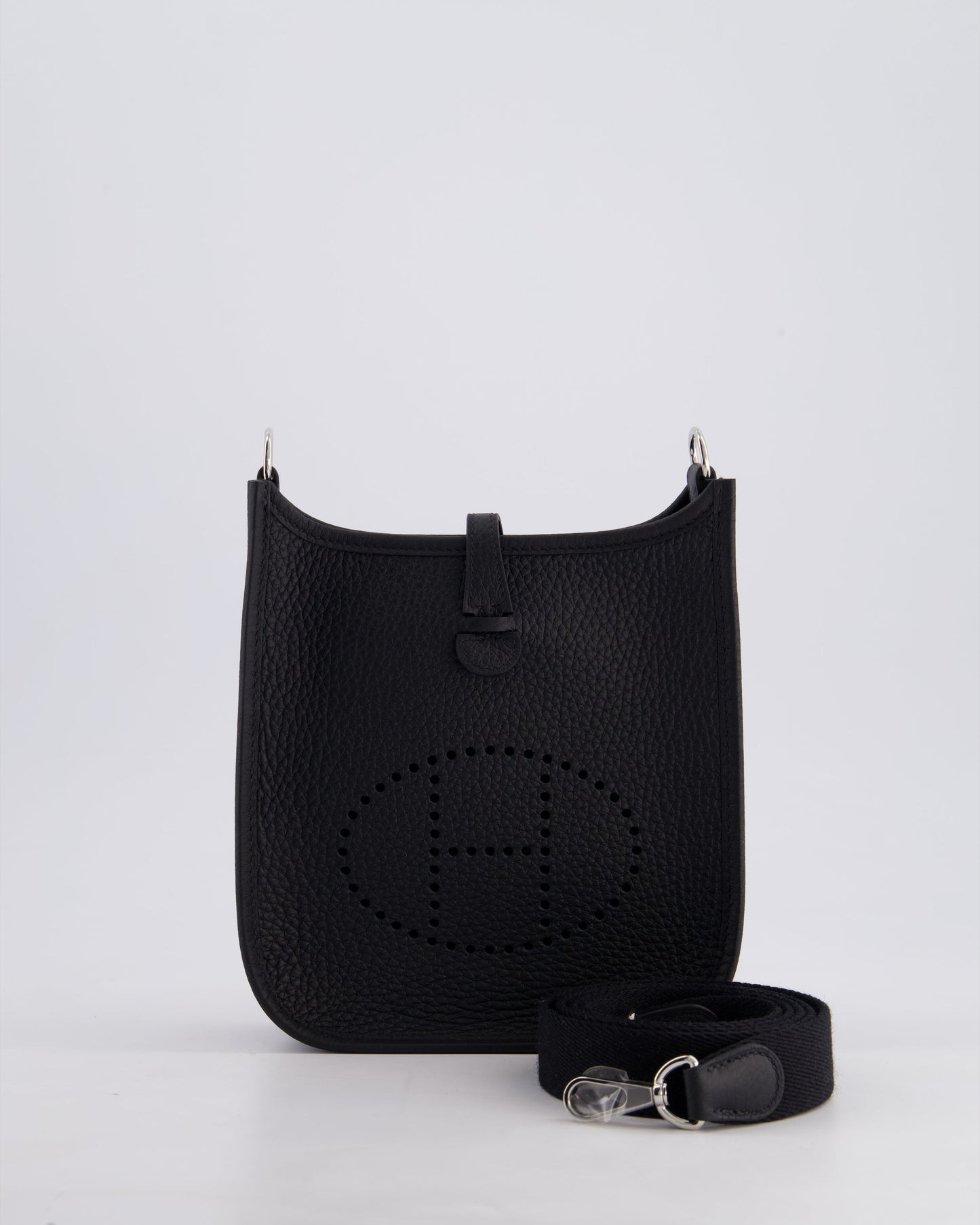 Hermès Mini Evelyne 16 Bag in Noir Clemence Leather with Palladium Hardware