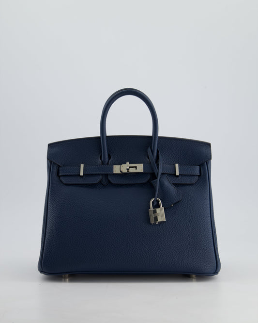 *HOT* Hermès Birkin Retourne 25cm Bag in Bleu De Prusse Togo Leather with Palladium Hardware