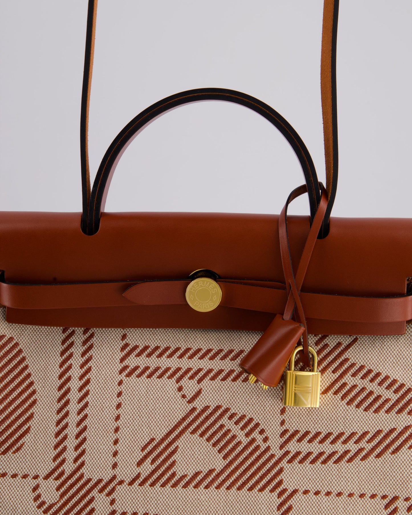 *HOT* Hermès Herbag Zip Retourne 31 Brides De Gala Bag in Rouge H & Ecru Toille H Canvas, Rouge H Vache Hunter Leather with Gold Hardware