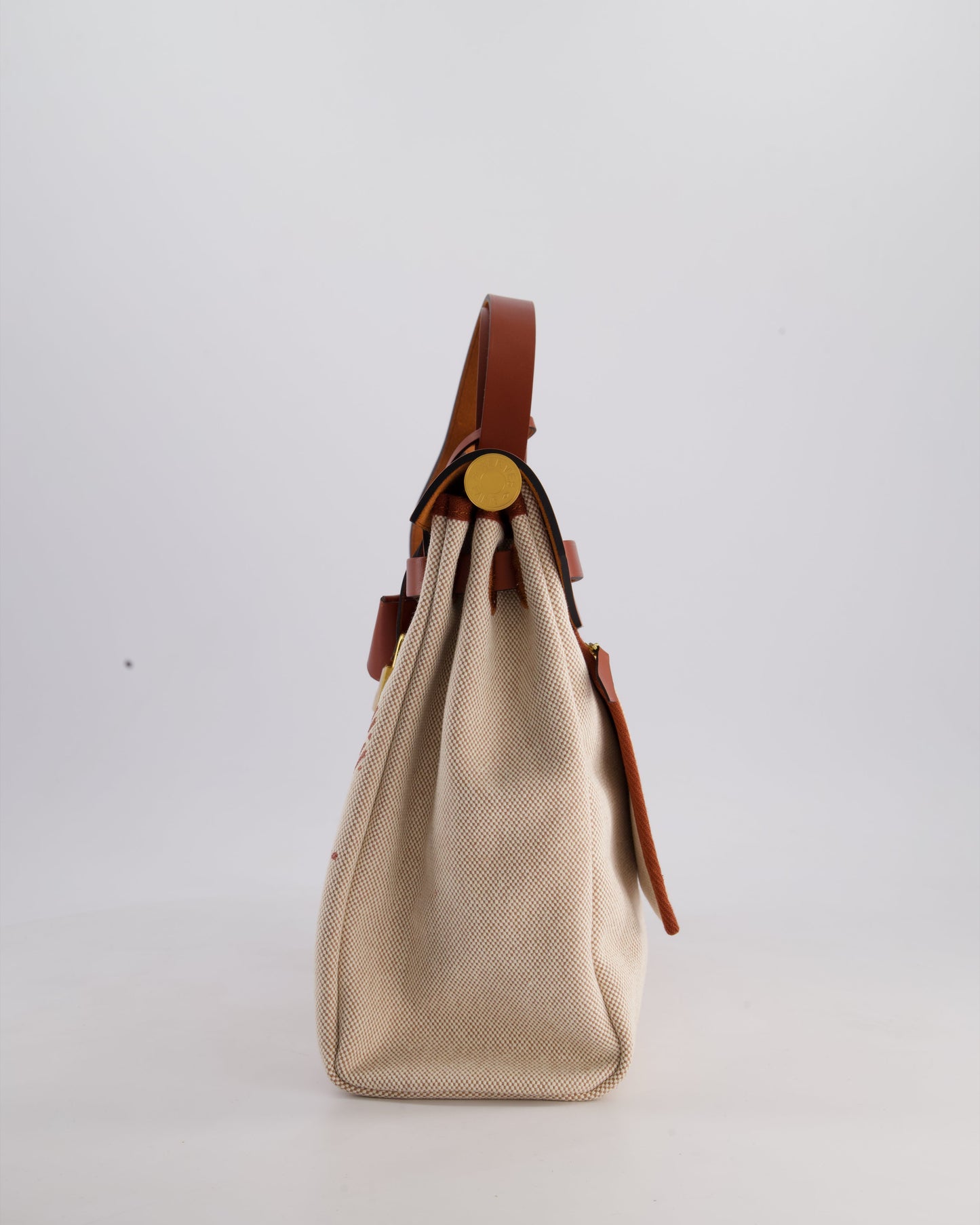 *HOT* Hermès Herbag Zip Retourne 31 Brides De Gala Bag in Rouge H & Ecru Toille H Canvas, Rouge H Vache Hunter Leather with Gold Hardware