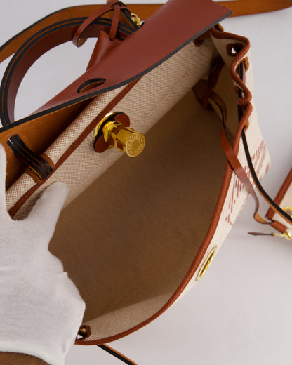 *HOT* Hermès Herbag Zip Retourne 31 Brides De Gala Bag in Rouge H & Ecru Toille H Canvas, Rouge H Vache Hunter Leather with Gold Hardware