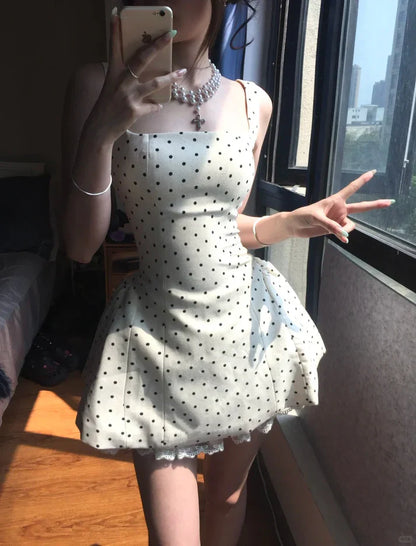 Vintage Polka Dot A-Line Lace-up Short Party Dress Cocktail Dress Homecoming Dress TP4466