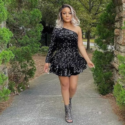 Sexy Birthday Dresses Black Sequin Homecoming Dresses Birthday Outfits P366