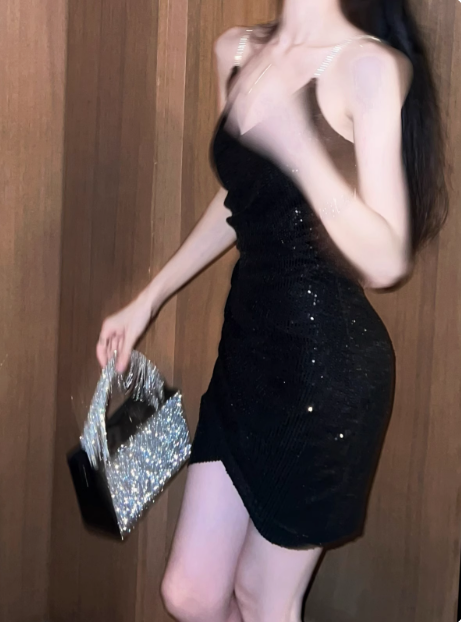 Sparkle Straps V Neck Sequin Dress Short Party Homecoming Dresses