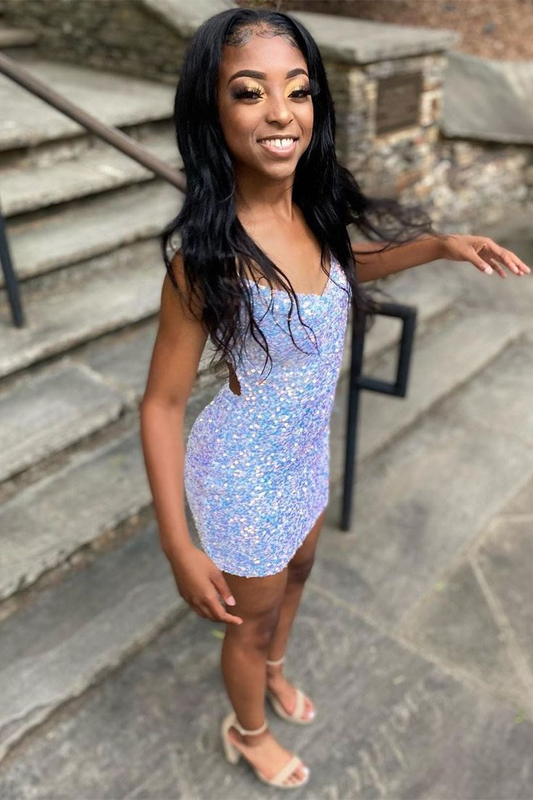 Sparkle White Sequin Homecoming Dress Bodycon Party Dress SH1175