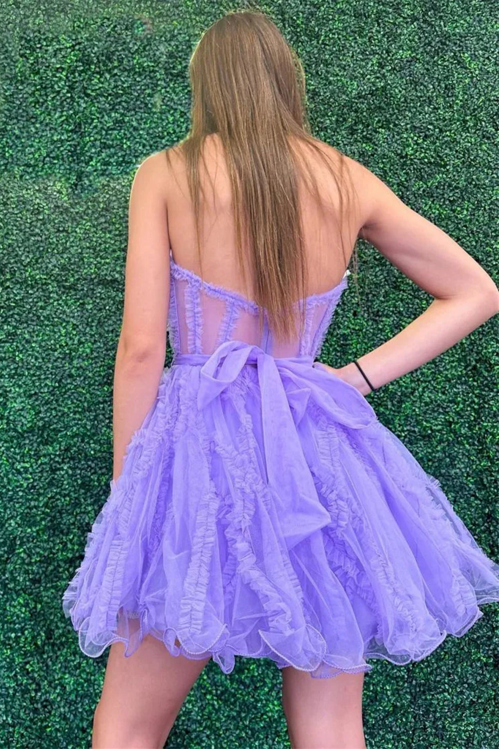 Pretty A Line Tulle Party Dress with Sweetheart Bodice and Layered Ruffles