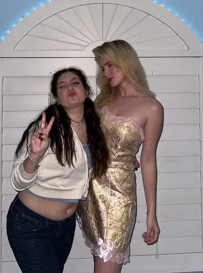 Cute A Line Sweetheart Neck Print Floral Golden Satin Short Homecoming Dress Outfits SH2209