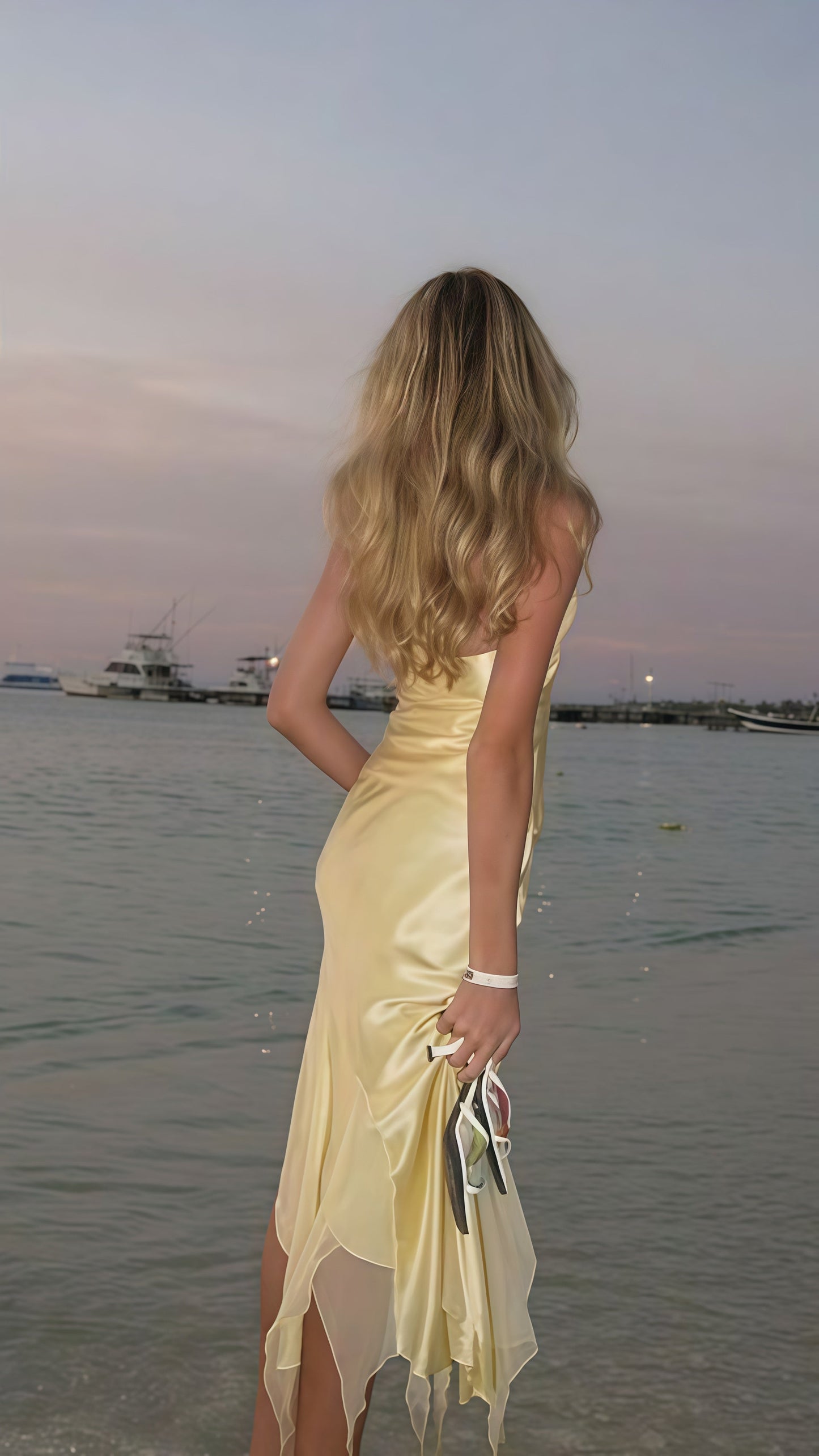 Pastel Yellow Halter Party Dresses Two Pieces Ruffle Homecoming Dress,AST1837