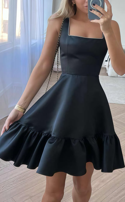 Pink A-line Homecoming Dresses Square Neck Mini Party Dress,AST1835