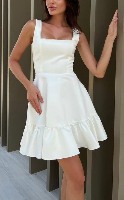 Pink A-line Homecoming Dresses Square Neck Mini Party Dress,AST1835