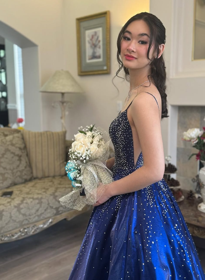 Luxurious Satin Beaded Long Prom Dress Evening Dress SH920