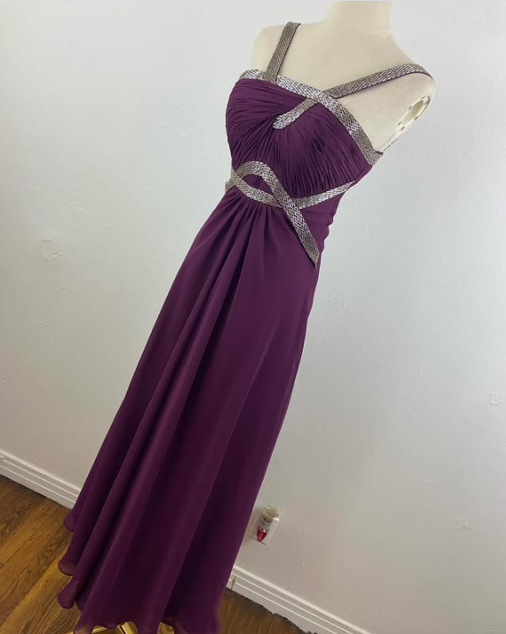 Purple Charming Simple Fashion Ruffle Elegant Strap Long Chiffon Tulle Ball Gown Evening Dress Party Dress Prom Dress Bridesmaid Dress gh3622