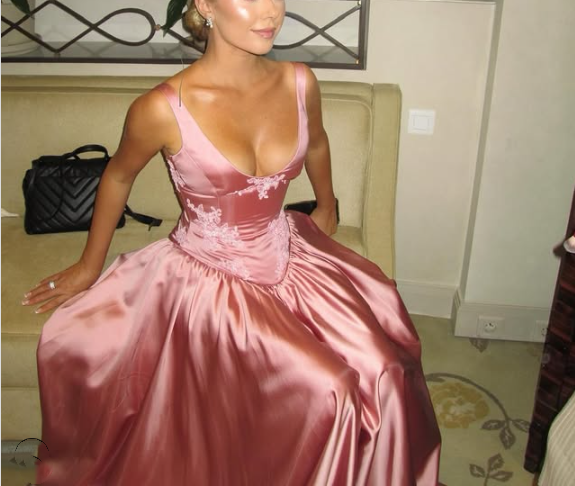 Pink Retro Elegant Square Round Neck A-line Spaghetti Strap Satin Long Evening Dress Birthday Party Dress Bridesmaid Dress gh3717