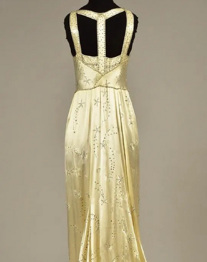Yellow shiny elegant fashion exquisite beaded long satin floor-length prom dress evening dress party dress gh3586