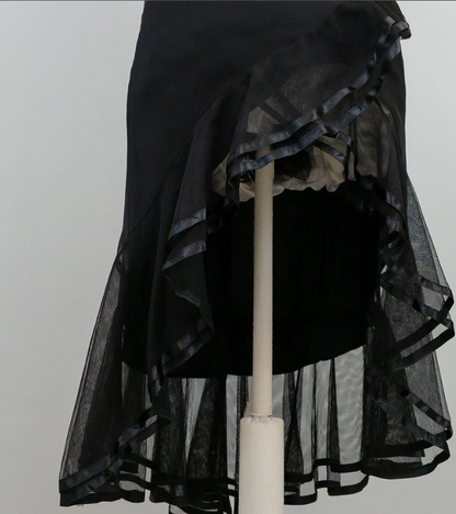 Black Vintage Halter Neck Embroidery Pink Floral Long/Mid-Length Chiffon Homecoming Dress Prom Dress gh4652