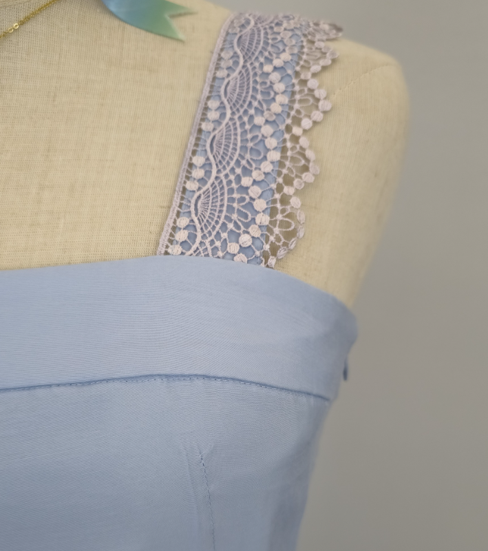 Blue lace strap short chiffon homecoming dress prom dress holiday dress gh4653