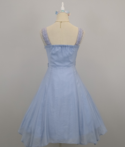 Blue lace strap short chiffon homecoming dress prom dress holiday dress gh4653