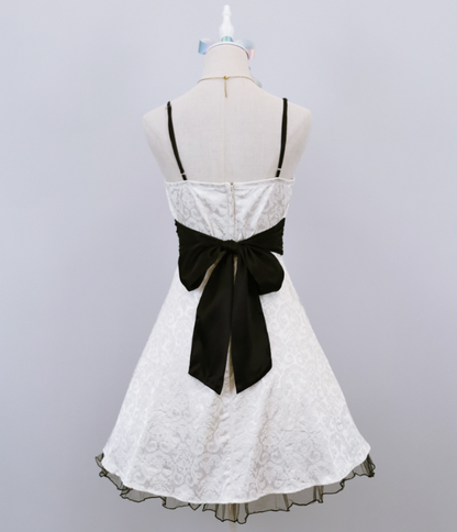 White Vintage Lace Short Chiffon Pleated Homecoming Dress gh4654