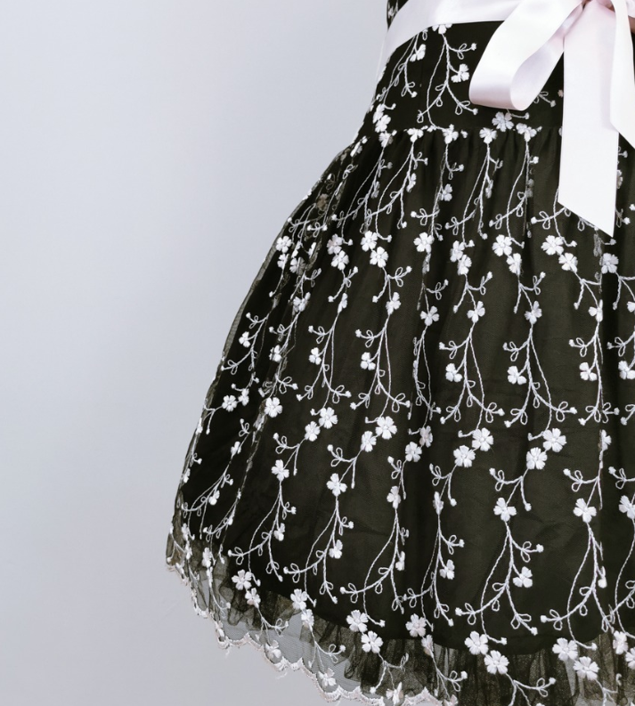 Black Vintage Floral Short Tulle Homecoming Dress gh4655