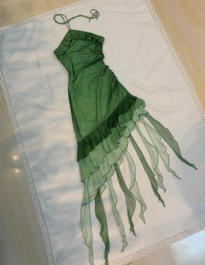 Green shiny ruffle chiffon homecoming dress fashion birthday party dress gh4814