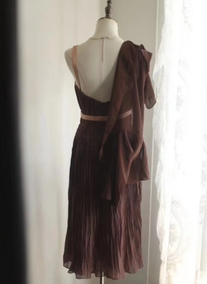 Brown Shiny Beaded Chiffon Homecoming Dress Fashion Birthday Party Dress Evening Dress gh4815