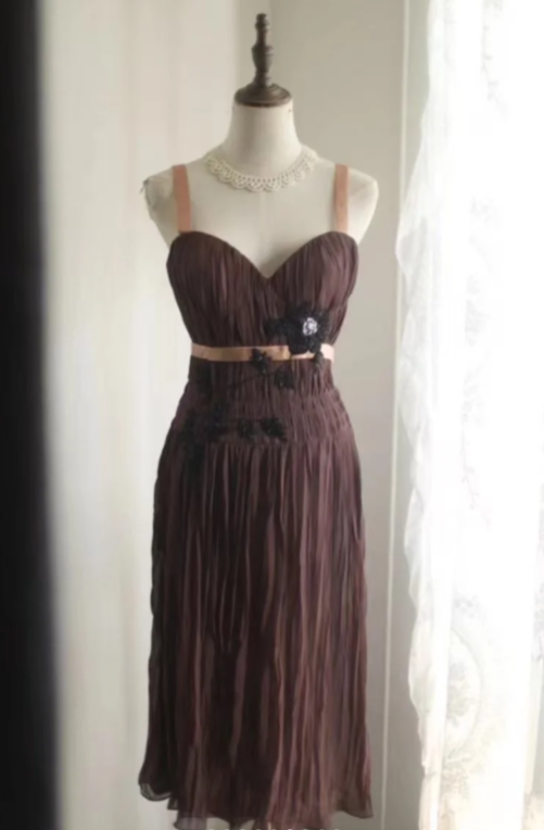 Brown Shiny Beaded Chiffon Homecoming Dress Fashion Birthday Party Dress Evening Dress gh4815