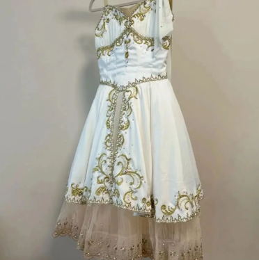amakanas-White Beaded Short Vintage Floral Satin Homecoming Dress Birthday Party Dress gh5127