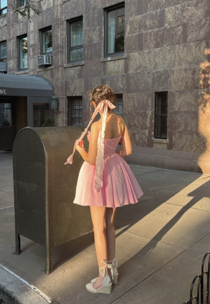 amakanas-Pink Fashion Sweet Short Satin Homecoming Dress Birthday Dress gh5271