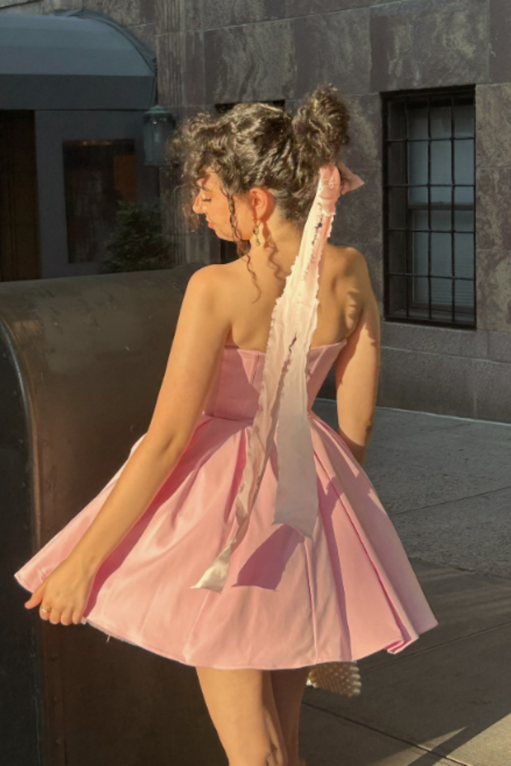 amakanas-Pink Fashion Sweet Short Satin Homecoming Dress Birthday Dress gh5271