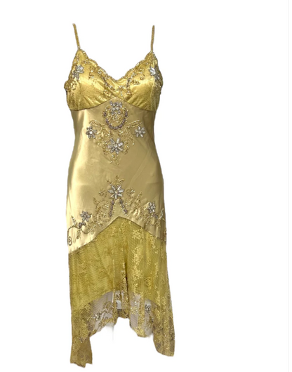 Gold Vintage Fashion Beaded Short Satin Homecoming Dress Birthday Party Dress gh4851