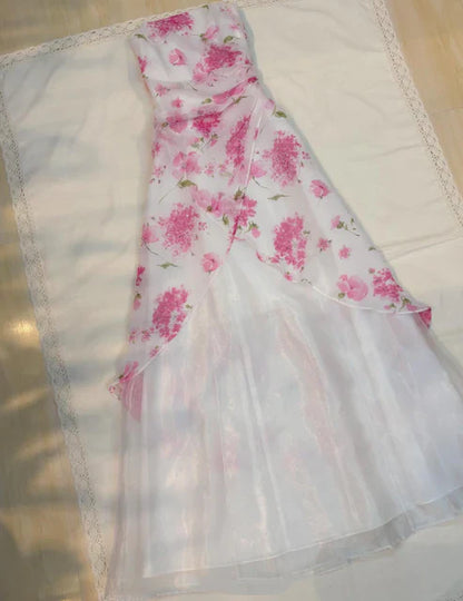 amakanas--Pink Exquisite Floral Long Chiffon Prom Dress Homecoming Dress Fairy Dress gh5680