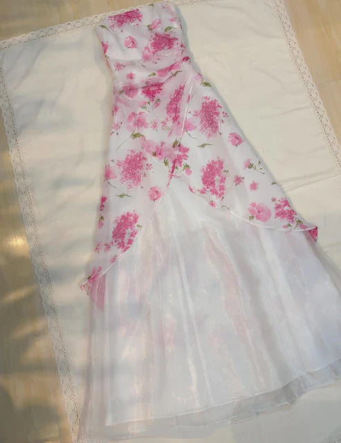 amakanas--Pink Exquisite Floral Long Chiffon Prom Dress Homecoming Dress Fairy Dress gh5680