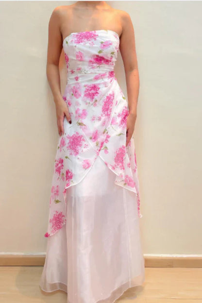 amakanas--Pink Exquisite Floral Long Chiffon Prom Dress Homecoming Dress Fairy Dress gh5680