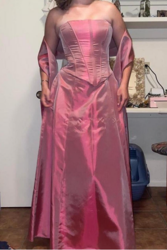 amakanas-Pink retro elegant long prom dress bridesmaid dress gh5760