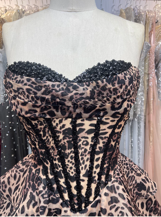 amakanas-_____ Fashionable exquisite beaded leopard print A-line short homecoming dresses tight hoco dresses gh5811