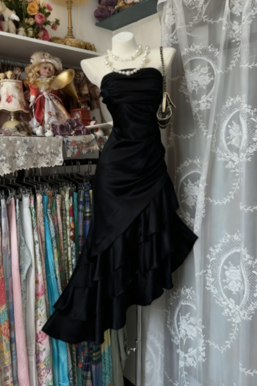 amakanas-Champagne Short Ruffle Satin Homecoming Dress Birthday Dress gh5246