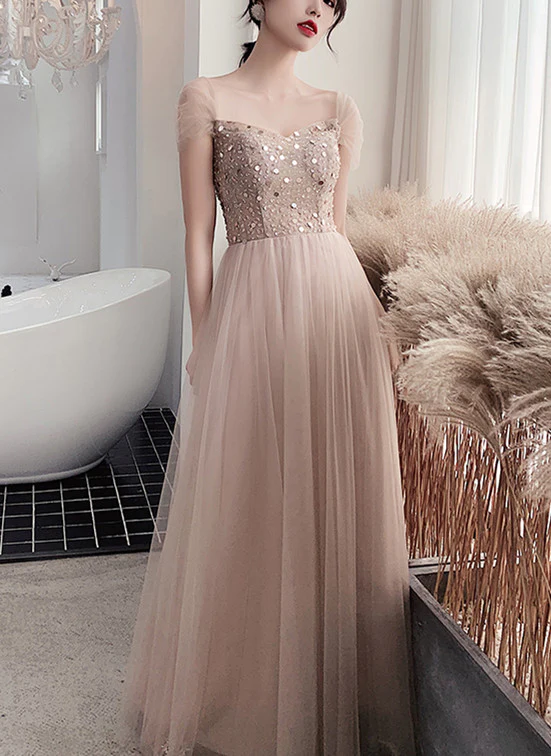 Charming Champagne Long Off Shoulder Prom Dress,Junior Prom Dress gh343