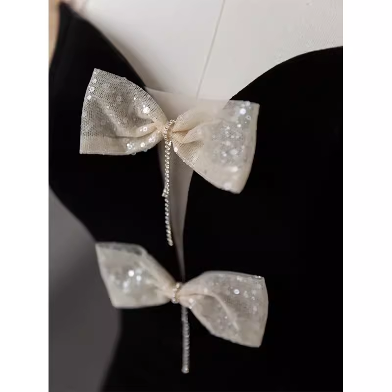 Sexy Mermaid Velvet Party Dresses Black Prom Dresses P1056