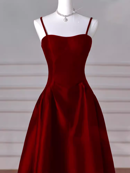 Gorgeous A line Straps Satin Burgundy Prom Dress P1878